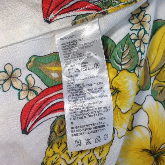 Tommy Bahama LONG SLEEVE Linen Shirt Reverse Print Tropical Fruit Floral NEW 2XL - Picture 7 of 10